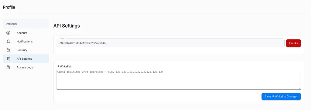 API settings are located
